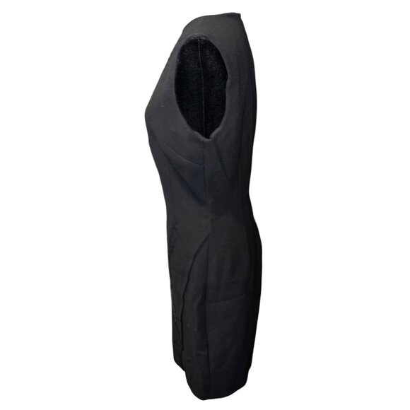 Elie Tahari Black Sleeveless Sheath Dress With Textured Accents Side Slit Size 6 - Picture 2 of 8